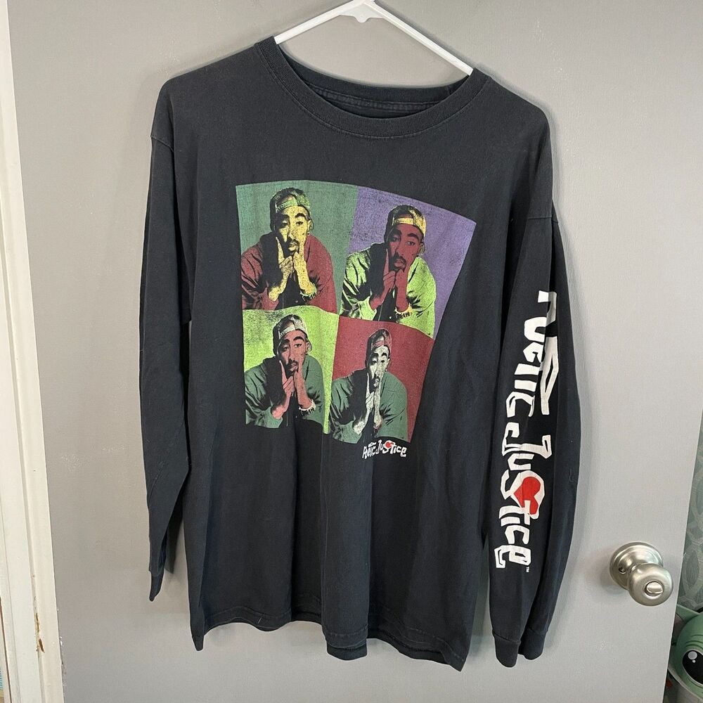 Poetic Justice Mens L Long Sleeve Tupac Shakur 2Pac T-Shirt **READ**